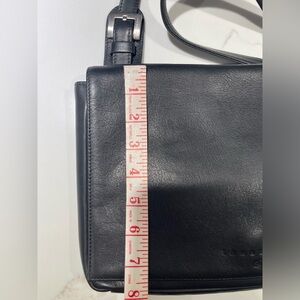 LAMARTHE Leather Crossbody Flap Over Bag, Black